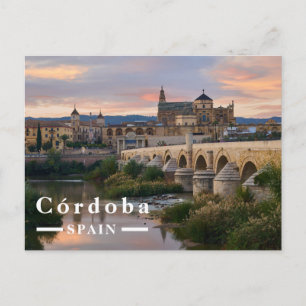 Cartão Postal De Festividades Córdoba Espanha Pôr do Sol Ponte Romana e Mezquita