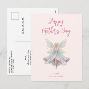 Cartão Postal De Festividades Cores Pastéis do Dia das Mães Anjo Mágico Fada