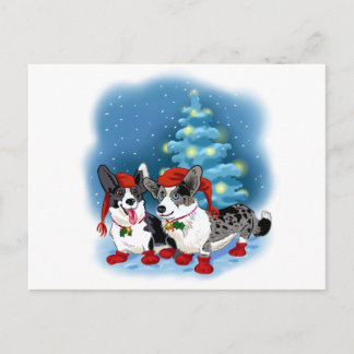 CARTÃO POSTAL DE FESTIVIDADES CORGI CHRISTMAS