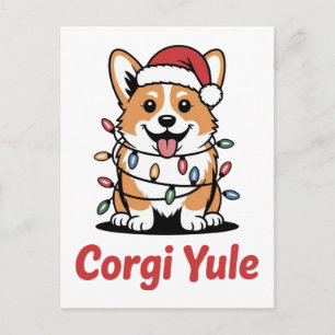 Cartão Postal De Festividades Corgi Yule Natal Divertido Corgi Kawaii Amante de 