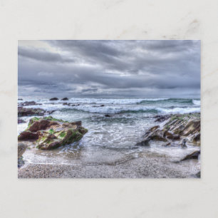 Cartão Postal De Festividades Cornish Beach Breaking Waves