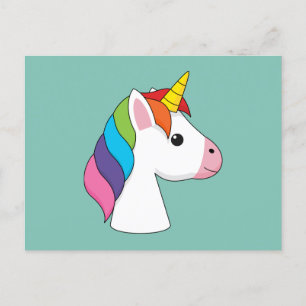 Cartão Postal De Festividades Corno Mágico Bonito com Cabelo Colorido