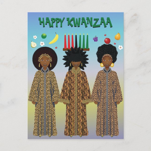 Cartão Postal De Festividades Coro Afro-Americano de Kwanzaa (Frente)