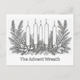 Cartão Postal De Festividades Coroa de Advento & Velas para Colorir Imagem Color