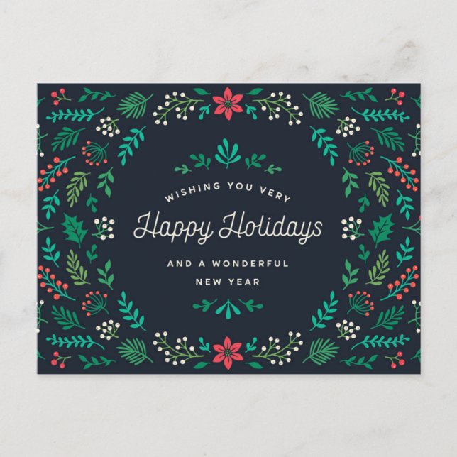 Cartão Postal De Festividades Coroa de Alegria (Frente)