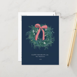 Cartão Postal De Festividades Coroa de Inverno Bonito Família Férias Cartão Post