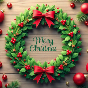 Cartão Postal De Festividades Coroa de Natal 