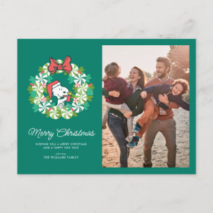 Cartão Postal De Festividades Coroa de Natal de Hortelã Pimenta Feliz Natal