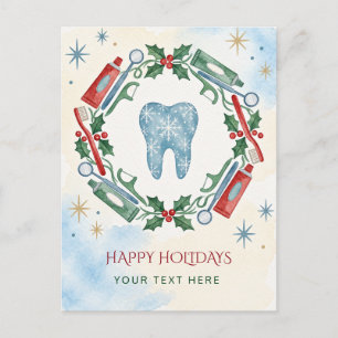 Cartão Postal De Festividades Coroa de Natal Dental Dentista Natal Férias 