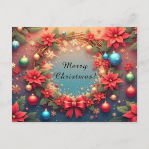 Cartão Postal De Festividades Coroa de Natal Festiva