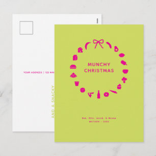 Cartão Postal De Festividades Coroa de Natal para Foodie Cor Editável Festiva
