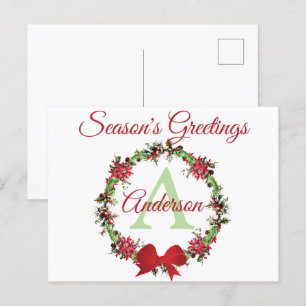Cartão Postal De Festividades Coroa de Natal personalizada