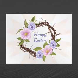 Cartão Postal De Festividades Coroa Floral Púrpura, páscoa Rosa, Coroa, Coroa