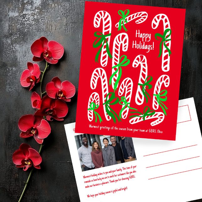 Cartão Postal De Festividades Corporate Candycanes CUSTOM PHOTO Christmas (Corporate Candycanes CUSTOM PHOTO Christmas Holiday Postcard
)