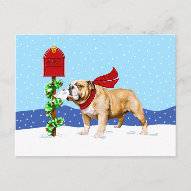 Cartão Postal De Festividades Correio de Natal do Bulldog (Frente)