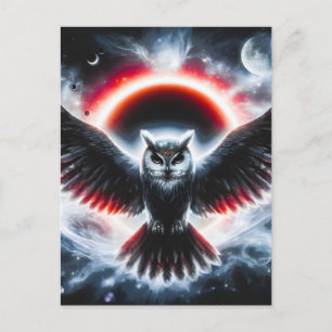 Cartão Postal De Festividades Coruja Mística Cósmica Celestial