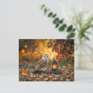 Cartão Postal De Festividades Coruja Mística Equinox e Lanterna