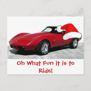 Cartão Postal De Festividades Corvette Vermelho Natal 1979