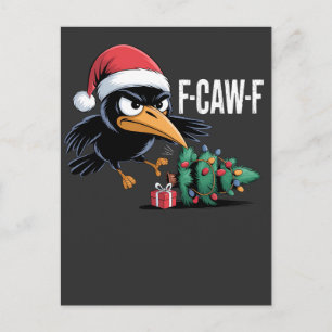 Cartão Postal De Festividades Corvo de Natal F-caw-f Árvore de Natal Corvo
