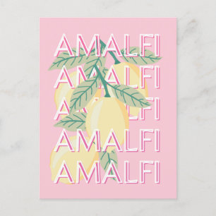 Cartão Postal De Festividades Costa Amalfi, Itália, Viagem Art, Pré-ppy, rosa