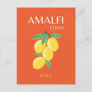 Cartão Postal De Festividades Costa Amalfi, Itália, Viagem Art, Retro, Laranja
