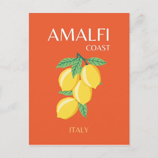 Cartão Postal De Festividades Costa Amalfi, Itália, Viagem Art, Retro, Laranja (Frente)