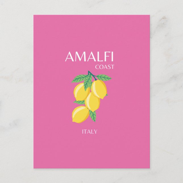 Cartão Postal De Festividades Costa Amalfi, Itália, Viagem Art, Rosa, Pré-Disque (Frente)