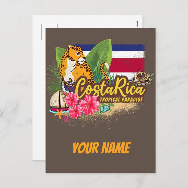 Cartão Postal De Festividades Costa Rica retro grande bandeira de colheita de ga (Frente/Verso)