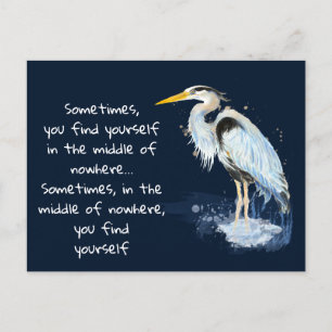 Cartão Postal De Festividades Cota Inspiradora Azul Heron Excelente de Aquarela