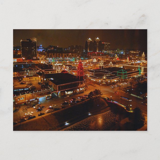 Cartão Postal De Festividades Country Club Plaza, Kansas City, Luzes de Natal (Frente)