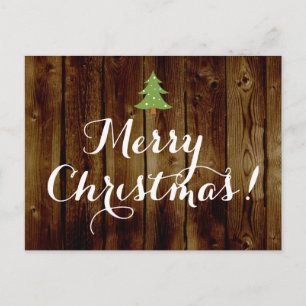 Cartão Postal De Festividades Country Vintage Wood Feliz Natal