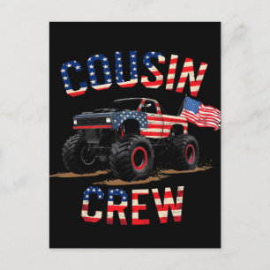 Cartão Postal De Festividades Cousin Crew Caminhão Monstro Patriótico Quatro de 