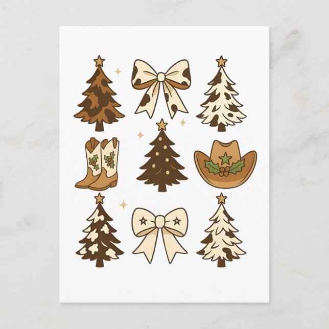 Cartão Postal De Festividades Cowboy Boots Western Papais noeis Xmas (Frente)