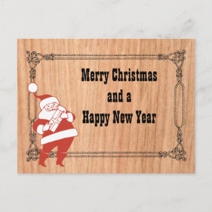 Cartão Postal De Festividades Cowboy Corope Frame e Papais noeis