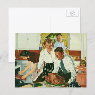 Cartão Postal De Festividades Cozinha Janta de Ação de Graças do Cozinhar da