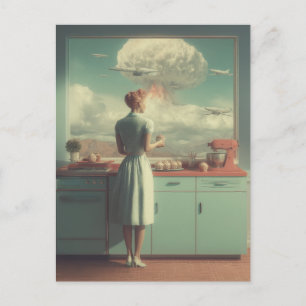 Cartão Postal De Festividades Cozinha Retro Atômica Arte Surrealista