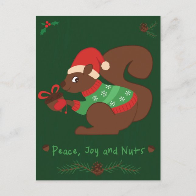 Cartão Postal De Festividades Cozy Christmas Squirrel (Frente)