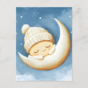 Cartão Postal De Festividades Cozy Knit Nap Cresent Moon