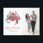 Cartão Postal De Festividades Cozy Watercolor Red Christmas Cottage Photo<br><div class="desc">Feliz Natal! Envie Cartões de natal quentes para a família e amigos com este cartão postal de Natal personalizável. Ele apresenta uma casota vermelha de água de Natal com uma cena maravilhosa de inverno. Personalize este cartão postal de Natal com foto de aquarela adicionando seus próprios detalhes. Este aconchegante cartão...</div>