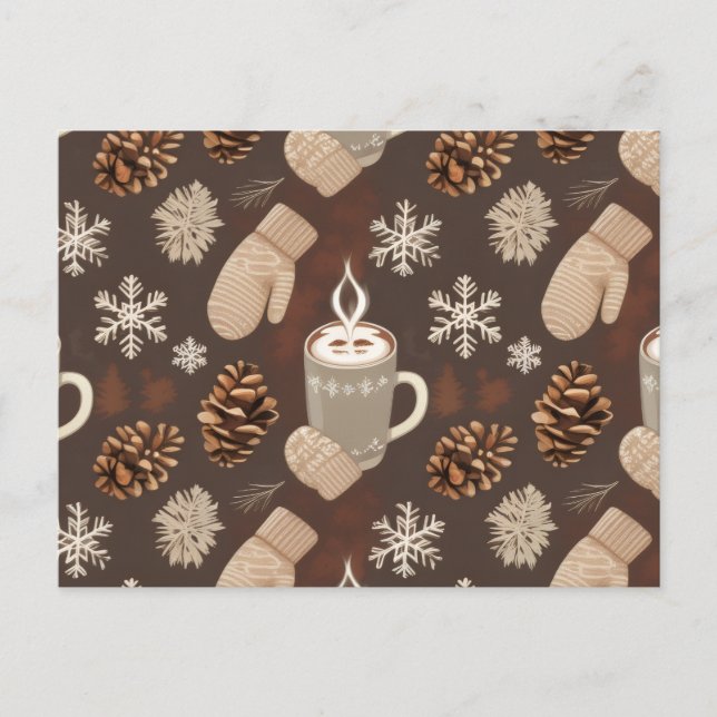 Cartão Postal De Festividades Cozy Winter Pattern-Minimalist Aesthetic Art (Frente)