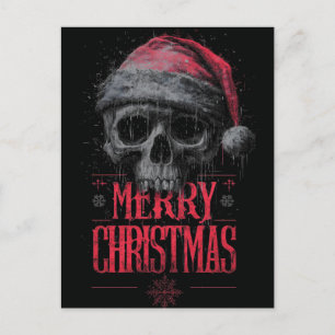 Cartão Postal De Festividades Crânio gótico nojento Vestindo um chapéu de Papai 