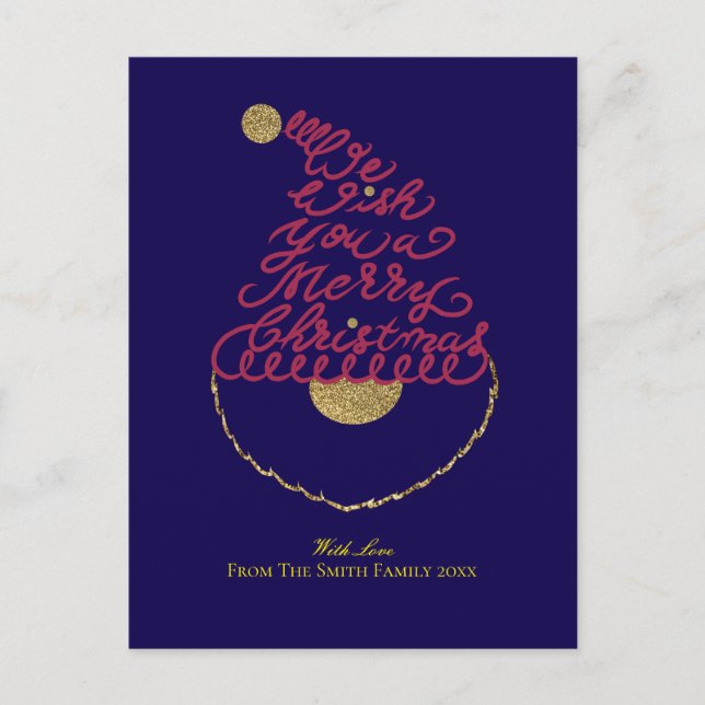 Cartão Postal De Festividades Create Your Own Cute Glitter Santa Christmas  (Frente)