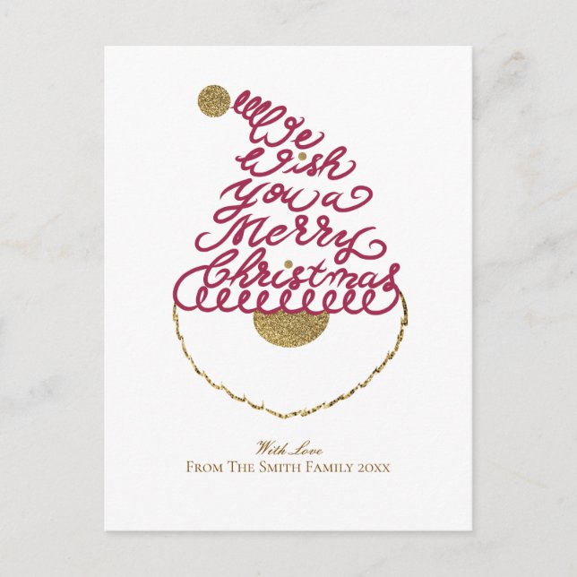Cartão Postal De Festividades Create Your Own Cute Glitter Santa Christmas  (Frente)