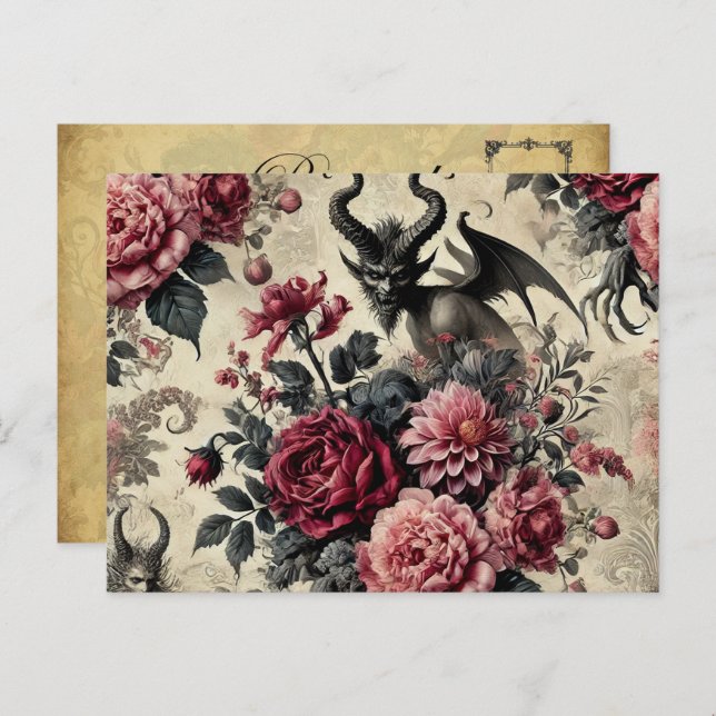 Cartão Postal De Festividades Crematório 🔥-Rosa - Vitoriano Gótico (Frente/Verso)