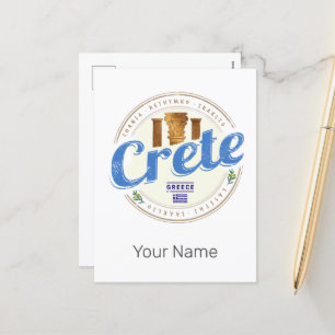 Cartão Postal De Festividades Creta Island Retro Vintage Holiday Souvenir