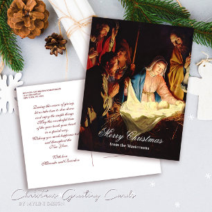 Cartão Postal De Festividades Criança de Jesus com Mary e Joseph Feliz Natal