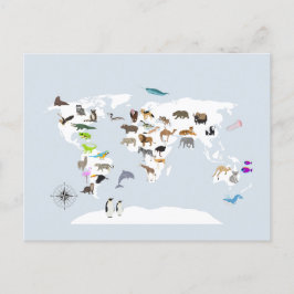 Cartão Postal De Festividades Crianças - O Mundo dos Animais