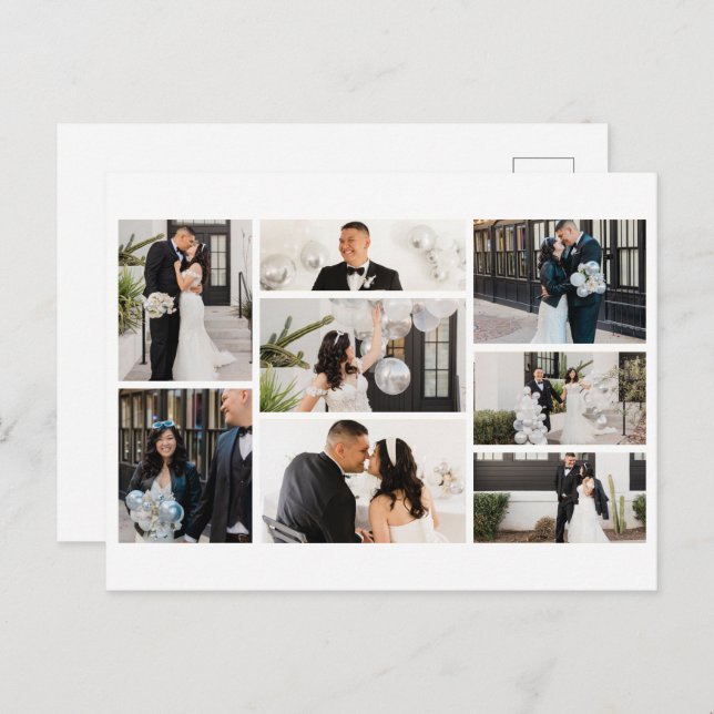 Cartão Postal De Festividades Crie sua própria colagem de 8 fotos (Frente/Verso)