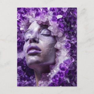 Cartão Postal De Festividades Cristal Mask Woman Adorada com ametista Mineral C