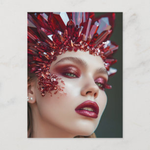Cartão Postal De Festividades Cristalina Adorada com Cristais Minerais
